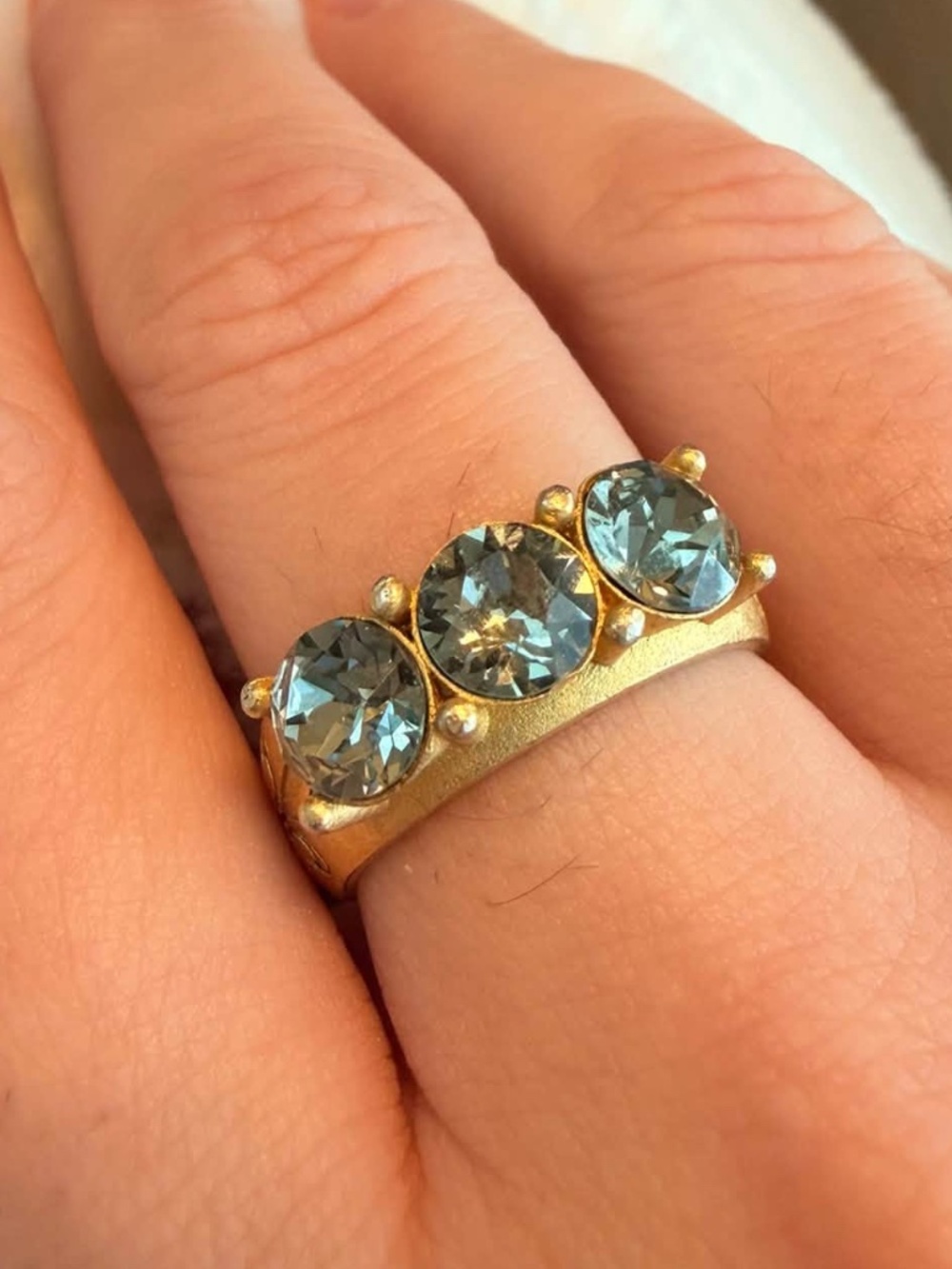 French Kande Triple Swarovski Ring